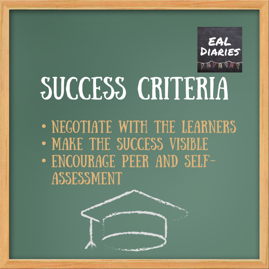 success criteria assessment for learning